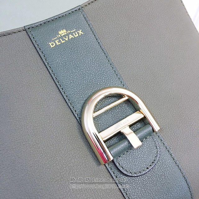 DELVAUX女包 頂級原單 Brillant系列 DV0028三拼綠 大號 德爾沃女手提包 顆粒紋牛皮 DELVAUX單肩包  fcs1046